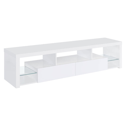 Jude 2-drawer 71" TV Stand With Shelving White High Gloss