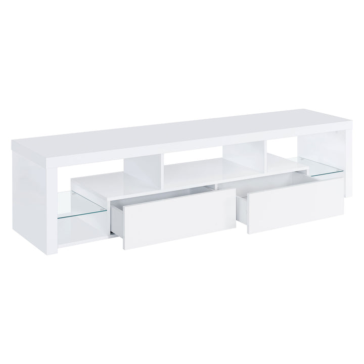 Jude 2-drawer 71" TV Stand With Shelving White High Gloss