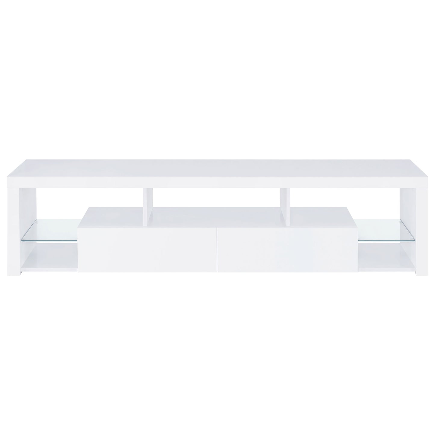 Jude 2-drawer 71" TV Stand With Shelving White High Gloss