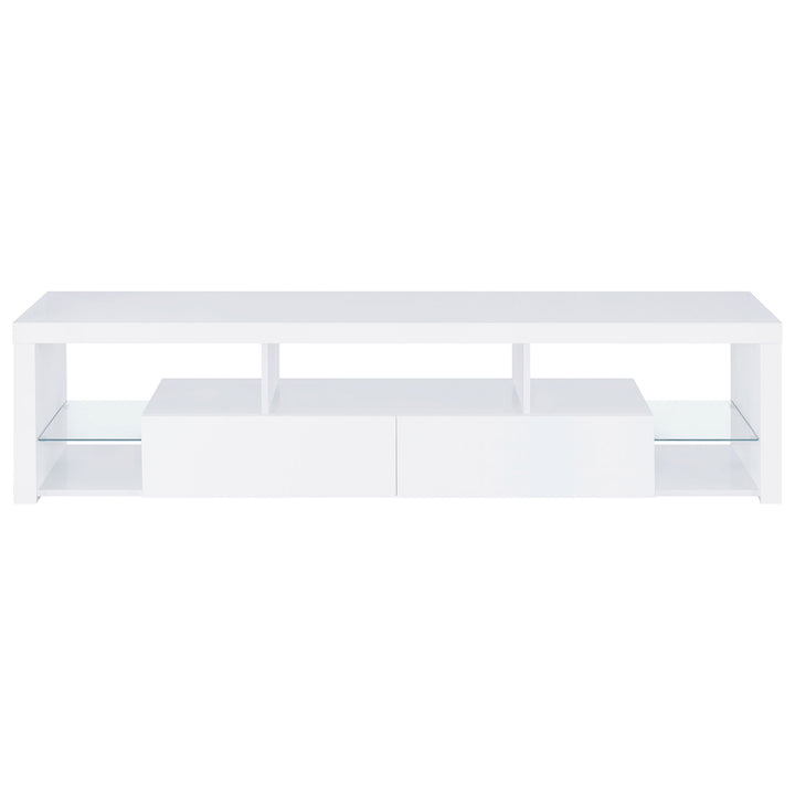 Jude 2-drawer 71" TV Stand With Shelving White High Gloss