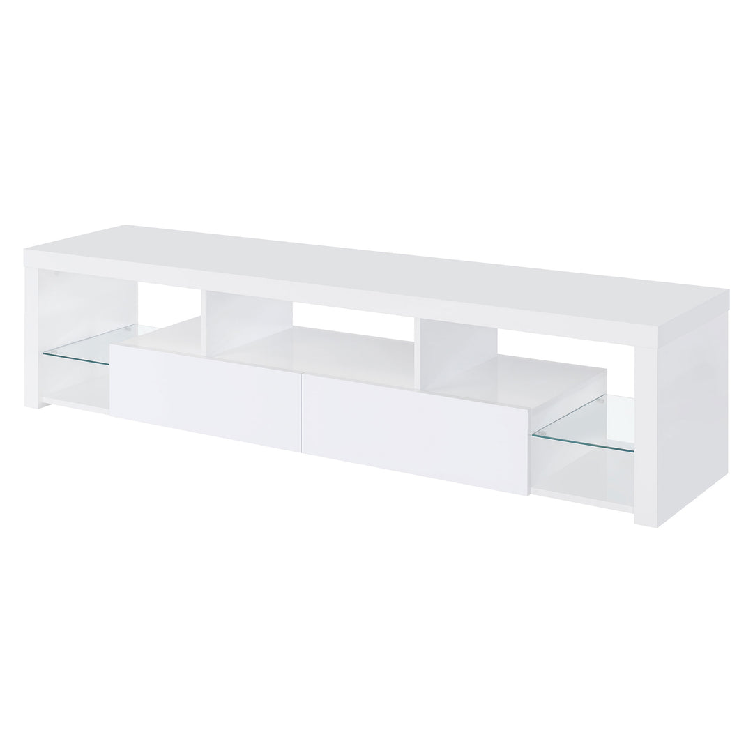 Jude 2-drawer 71" TV Stand With Shelving White High Gloss