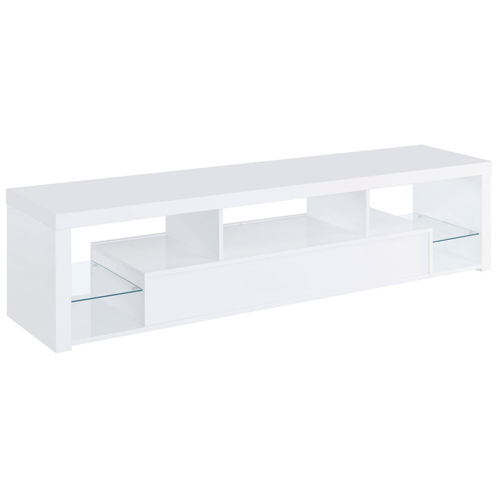 Jude 2-drawer 71" TV Stand With Shelving White High Gloss