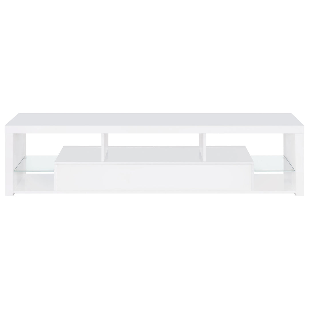 Jude 2-drawer 71" TV Stand With Shelving White High Gloss