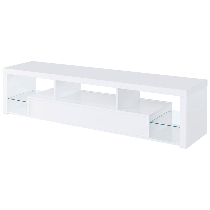 Jude 2-drawer 71" TV Stand With Shelving White High Gloss