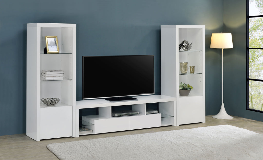 Jude 2-drawer 71" TV Stand With Shelving White High Gloss