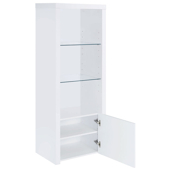 Jude 3-shelf Media Tower With Storage Cabinet White High Gloss