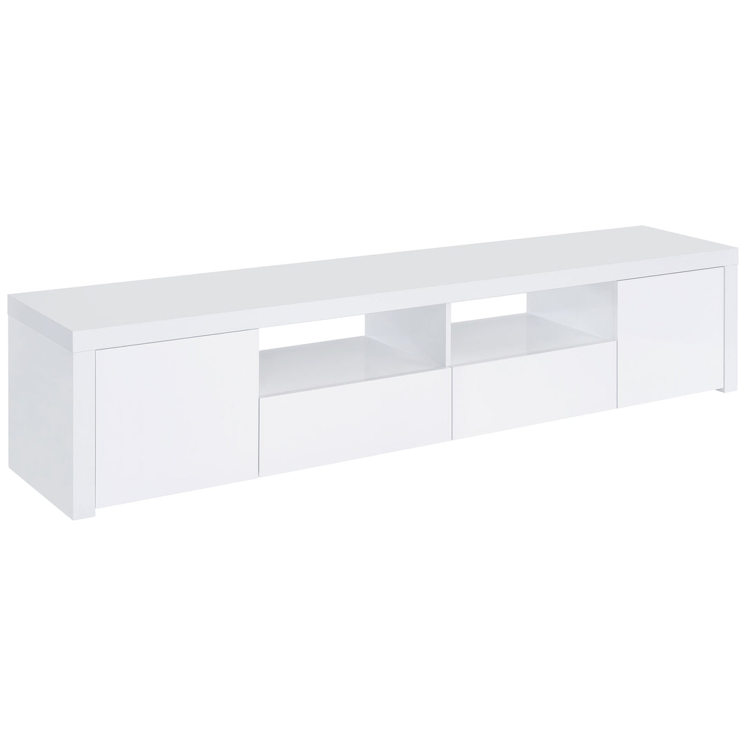 Jude 2-door 79" TV Stand With Drawers White High Gloss