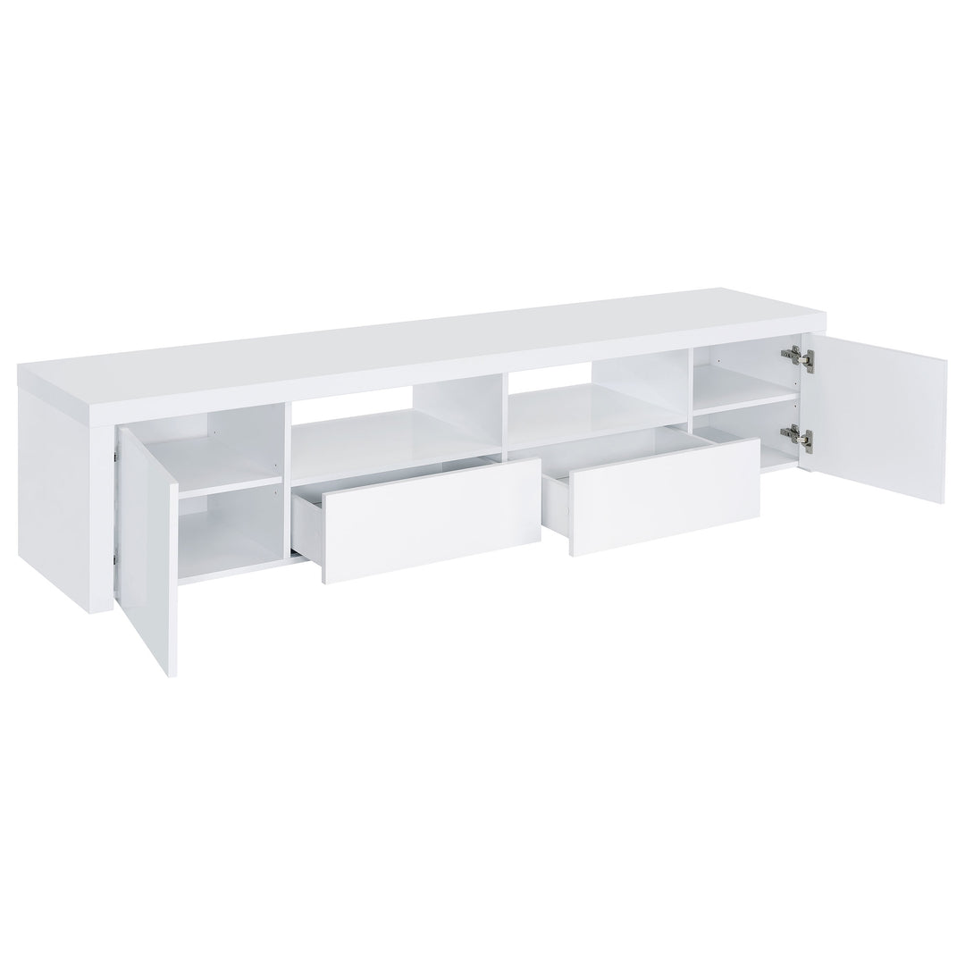 Jude 2-door 79" TV Stand With Drawers White High Gloss