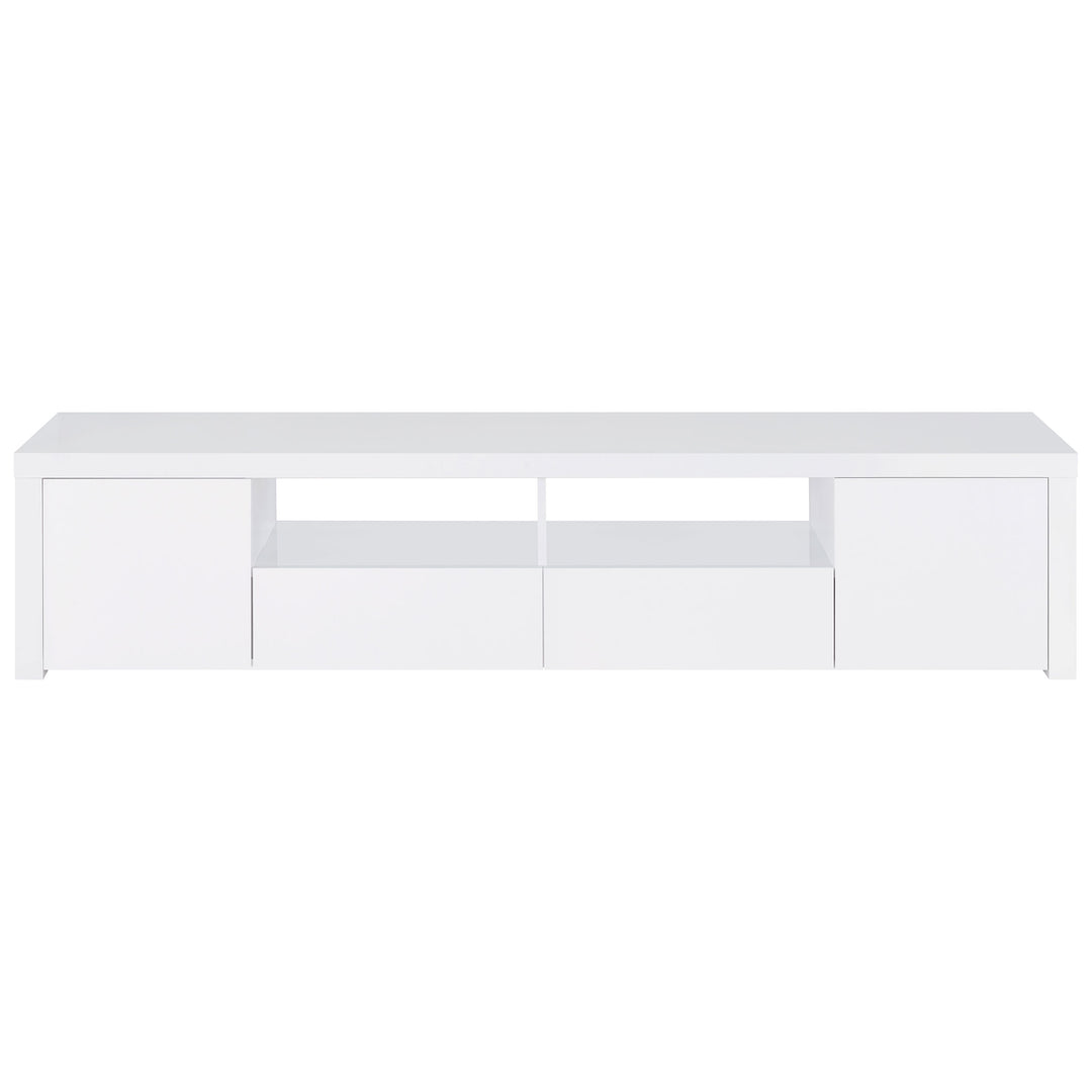 Jude 2-door 79" TV Stand With Drawers White High Gloss