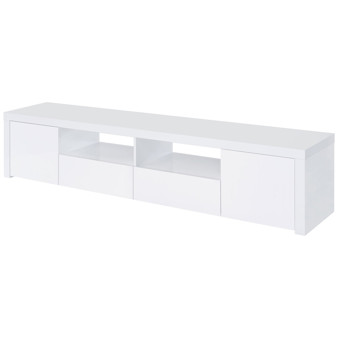 Jude 2-door 79" TV Stand With Drawers White High Gloss