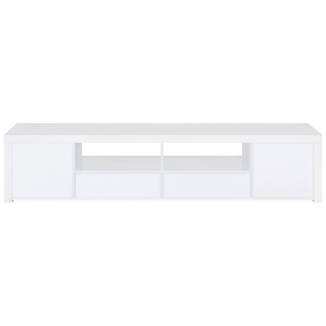 Jude 2-door 79" TV Stand With Drawers White High Gloss