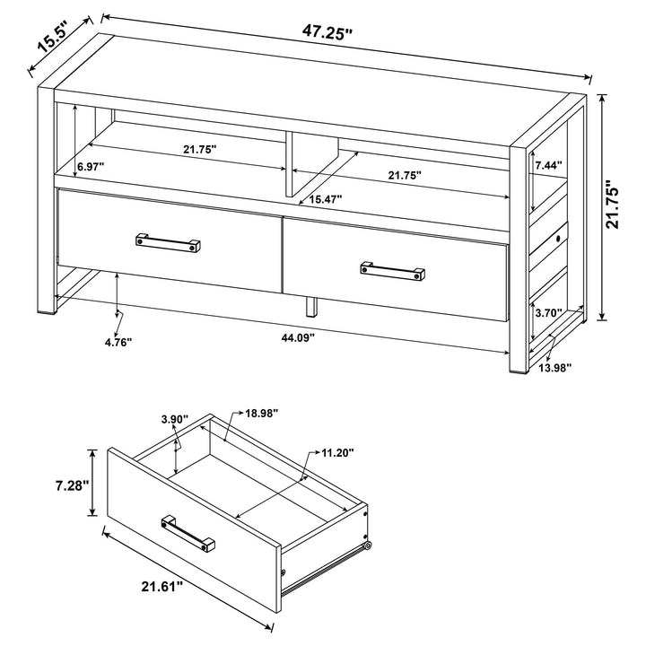 James 2-drawer Composite Wood 48" TV Stand Antique Pine