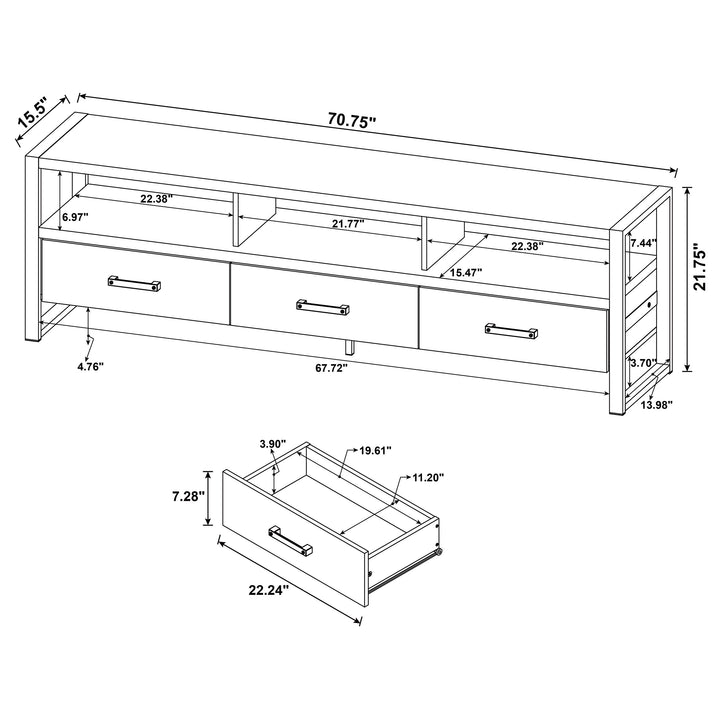 James 3-drawer Composite Wood 71" TV Stand Antique Pine