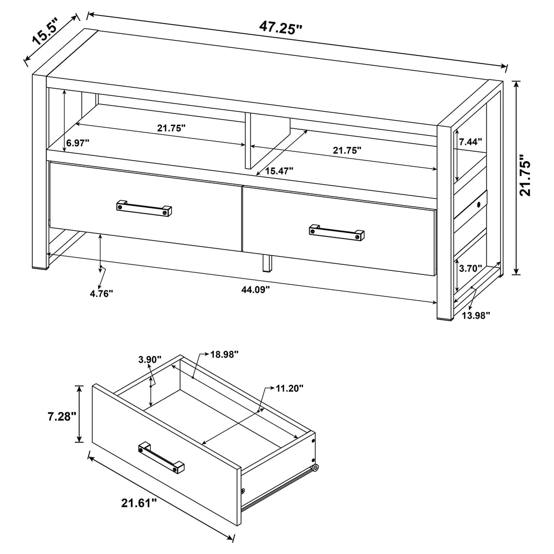 James 2-drawer Composite Wood 48" TV Stand Dark Pine