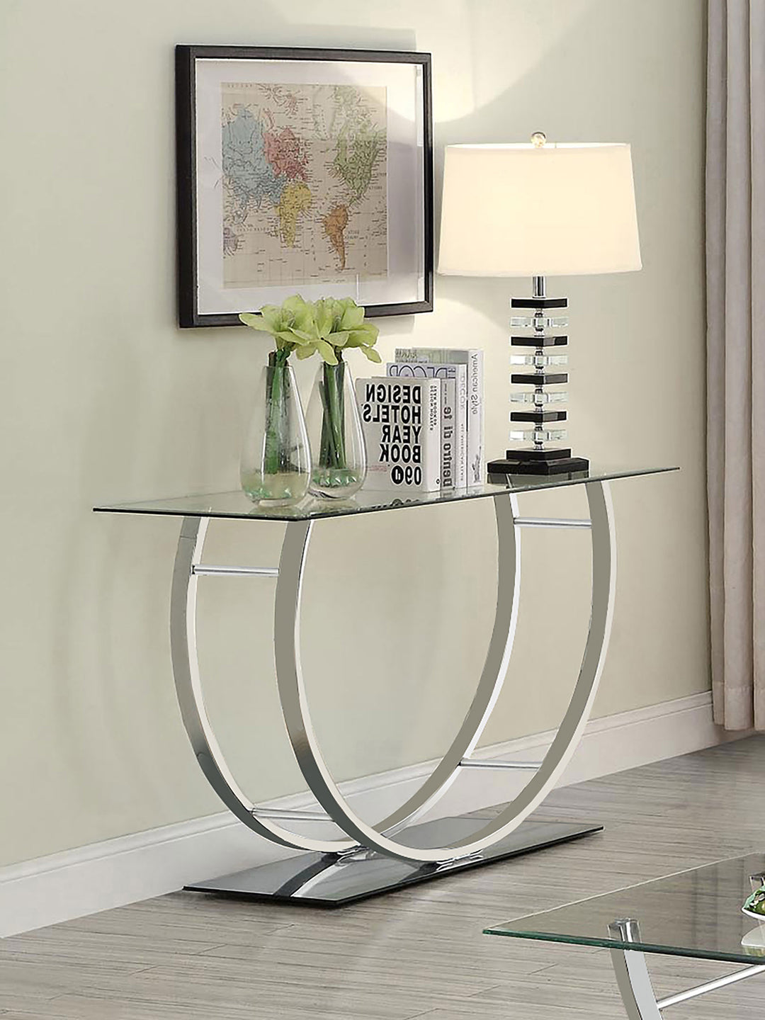 Danville U-shaped Sofa Table Chrome