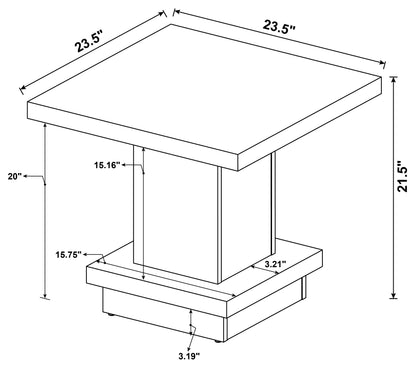 Reston Pedestal Square End Table Cappuccino