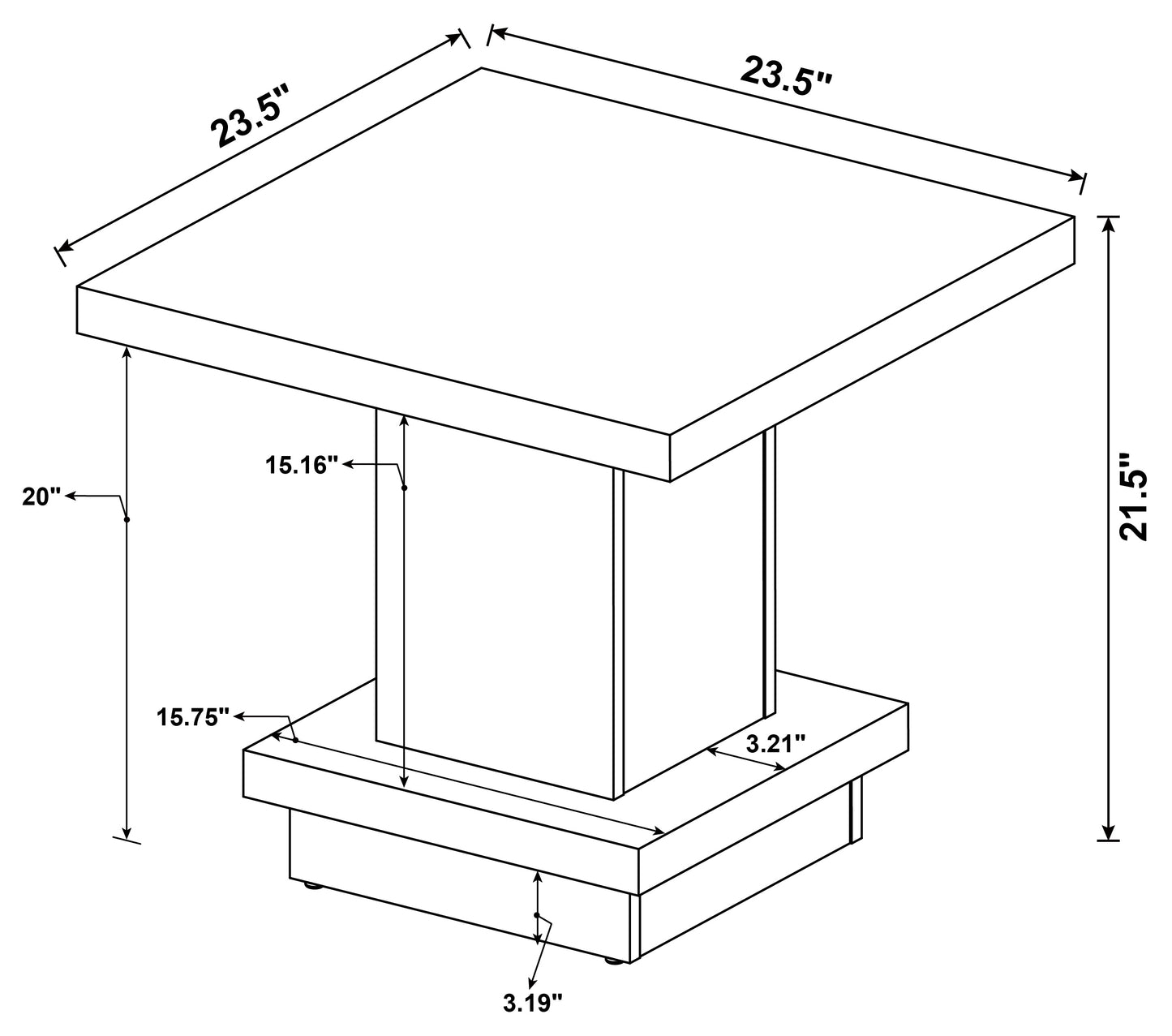 Reston Pedestal Square End Table Cappuccino