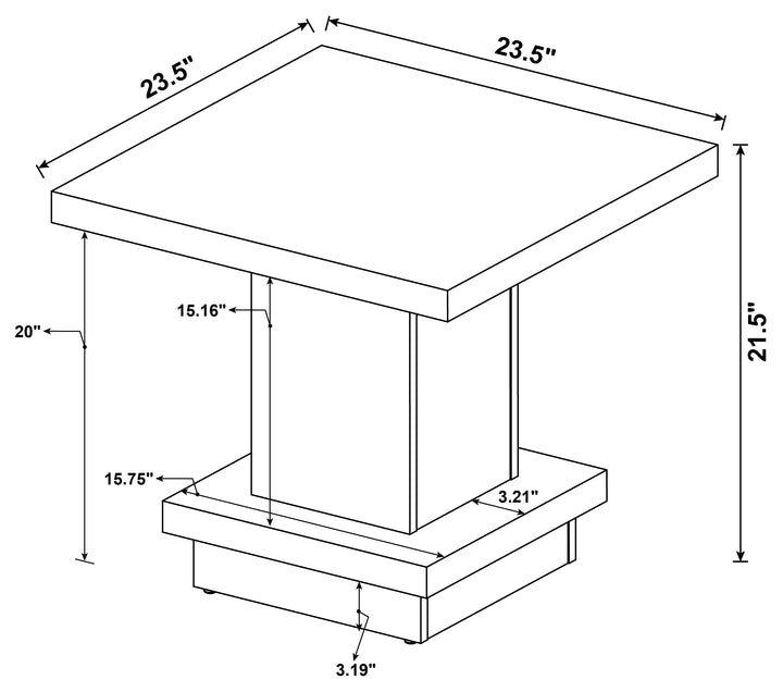 Reston Pedestal Square End Table Cappuccino