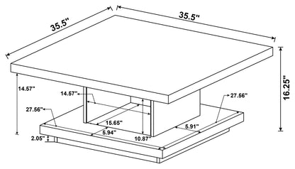 Reston Pedestal Square Coffee Table Cappuccino