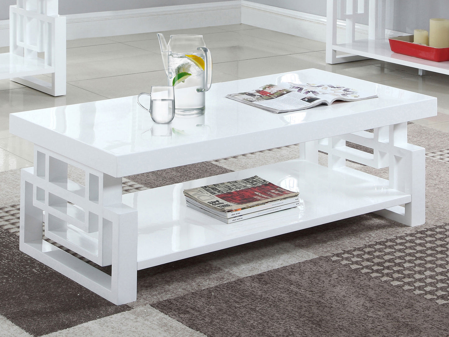 Schmitt Rectangular Coffee Table High Glossy White