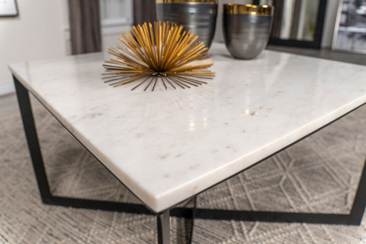 Tobin Square Marble Top Coffee Table White and Black