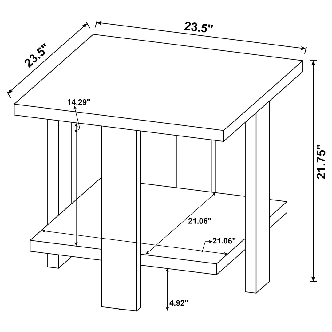 Dawn Square Engineered Wood End Table With Shelf Mango