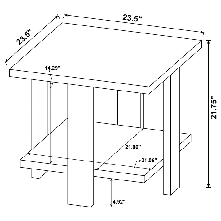 Dawn Square Engineered Wood End Table With Shelf Mango