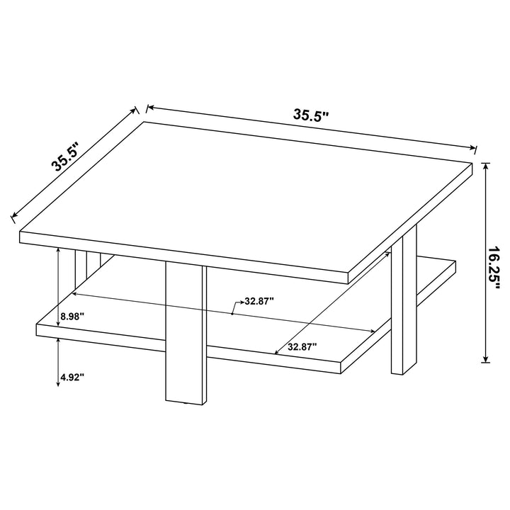 Dawn Square Engineered Wood Coffee Table With Shelf Mango