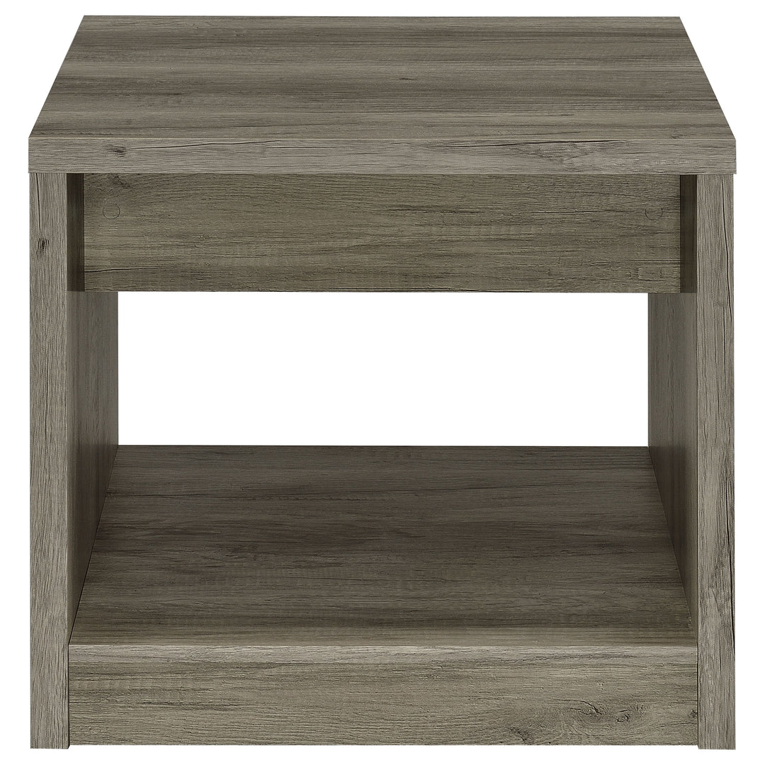 Felix 1-drawer Square Engineered Wood End Table Grey Driftwood