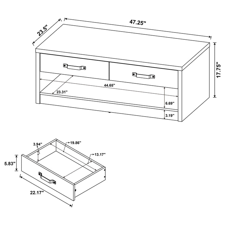 Felix 2-drawer Rectangular Engineered Wood Coffee Table Grey Driftwood