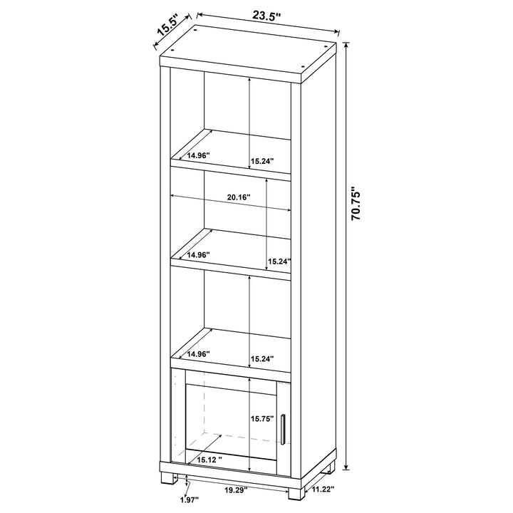 Sachin 3-shelf Media Tower With Storage Cabinet Antique Pine