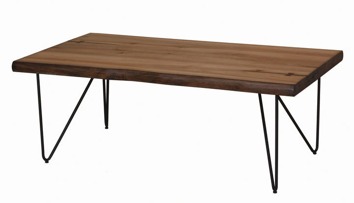 Coffee Table with Hairpin Legs Natural Honey and Gunmetal