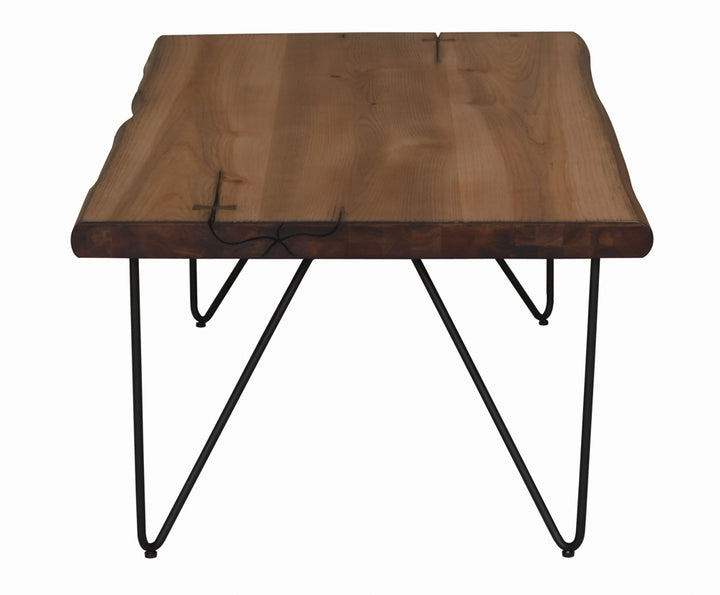 Coffee Table with Hairpin Legs Natural Honey and Gunmetal