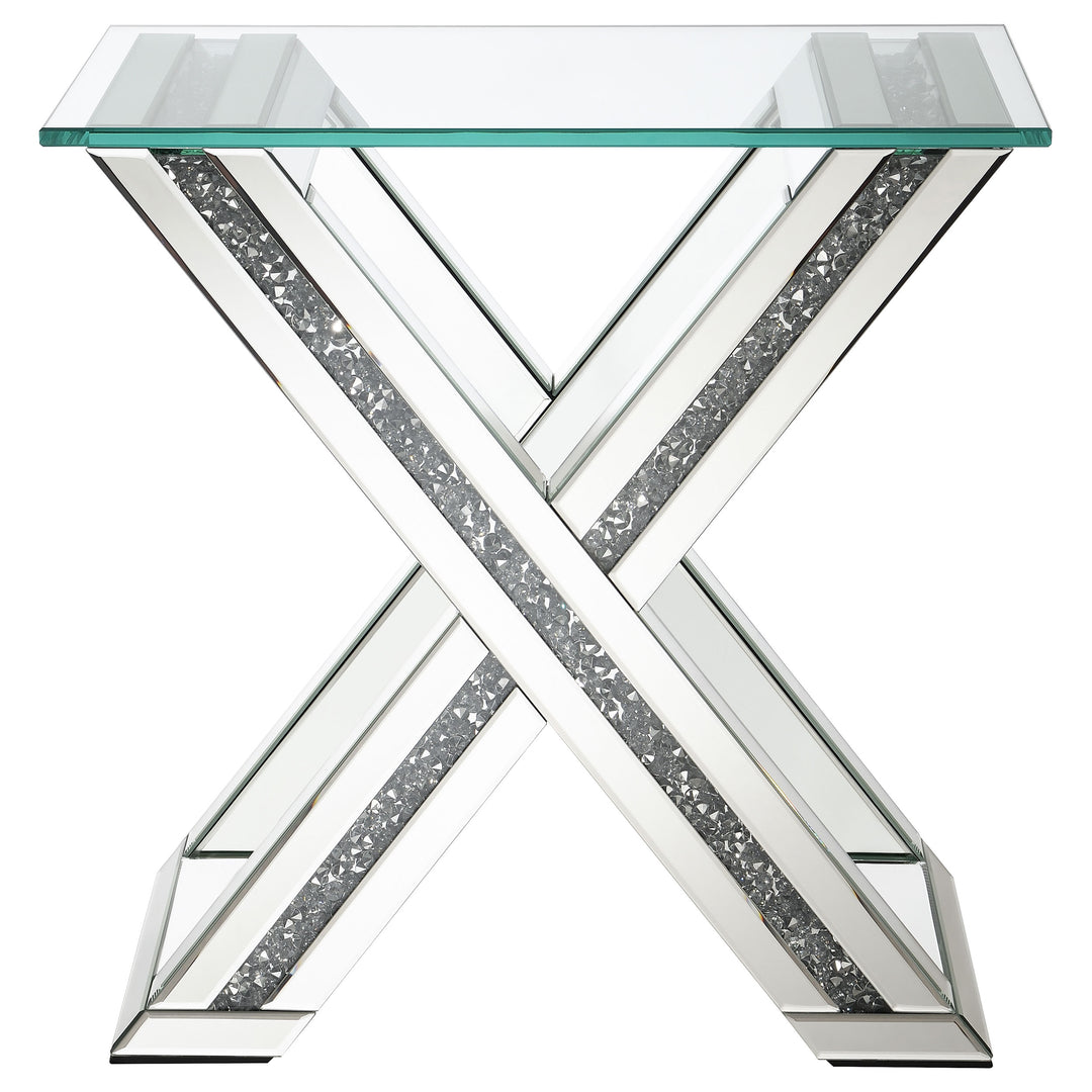 Bonnie X-base Rectangle Glass Top End Table Mirror