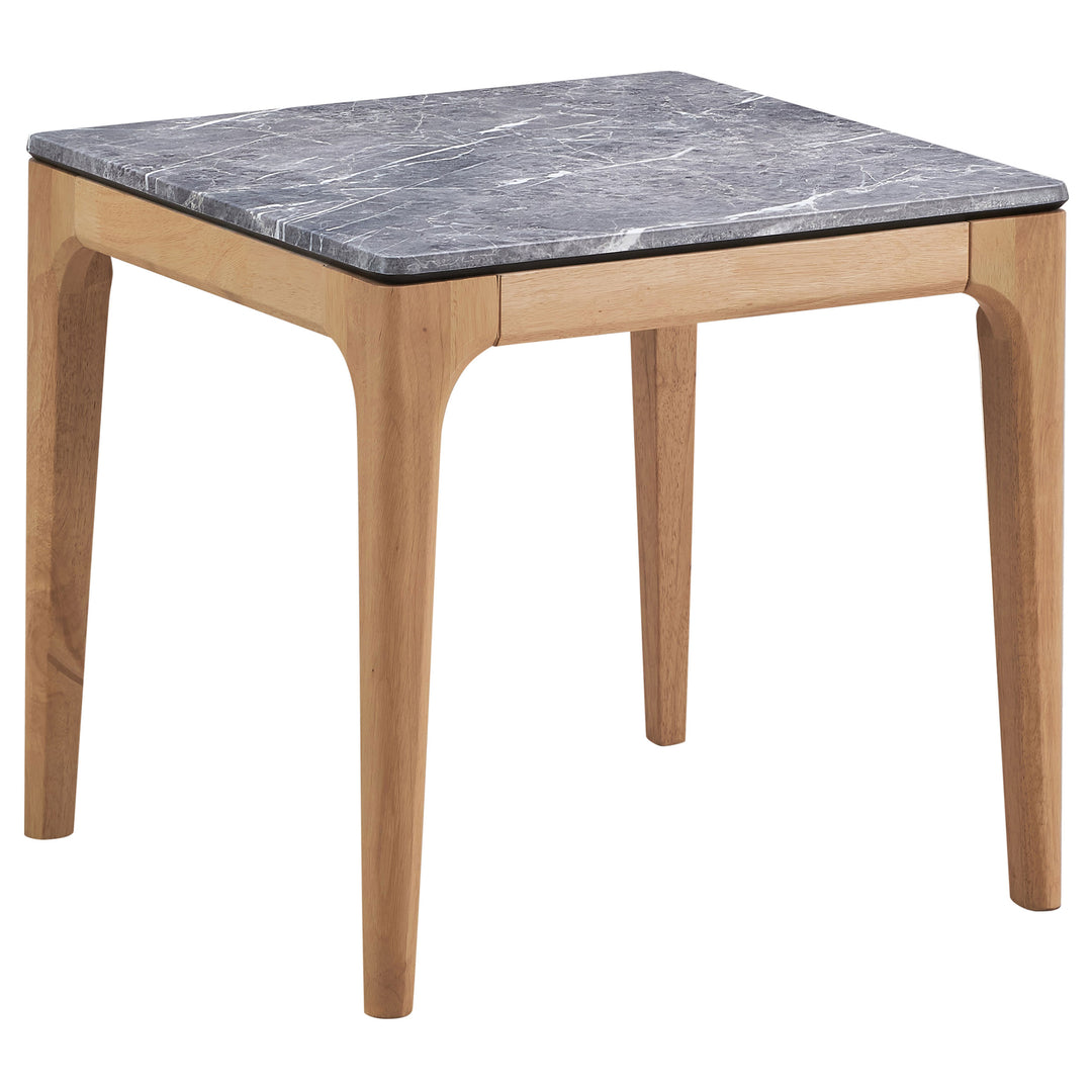 Polaris Rectangular End Table with Marble-like Top Teramo and Light Oak