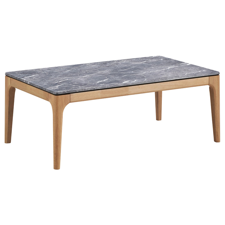 Polaris Rectangular Coffee Table with Marble-like Top Teramo and Light Oak