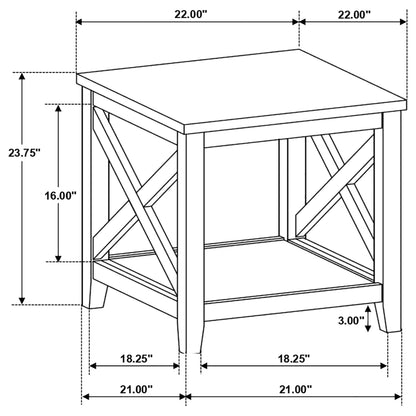 Maisy Square Wooden End Table With Shelf Brown and White