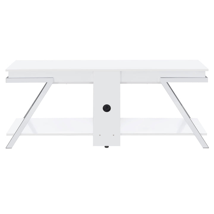 Marcia 1-drawer Wood 60" TV Stand White High Gloss and Chrome