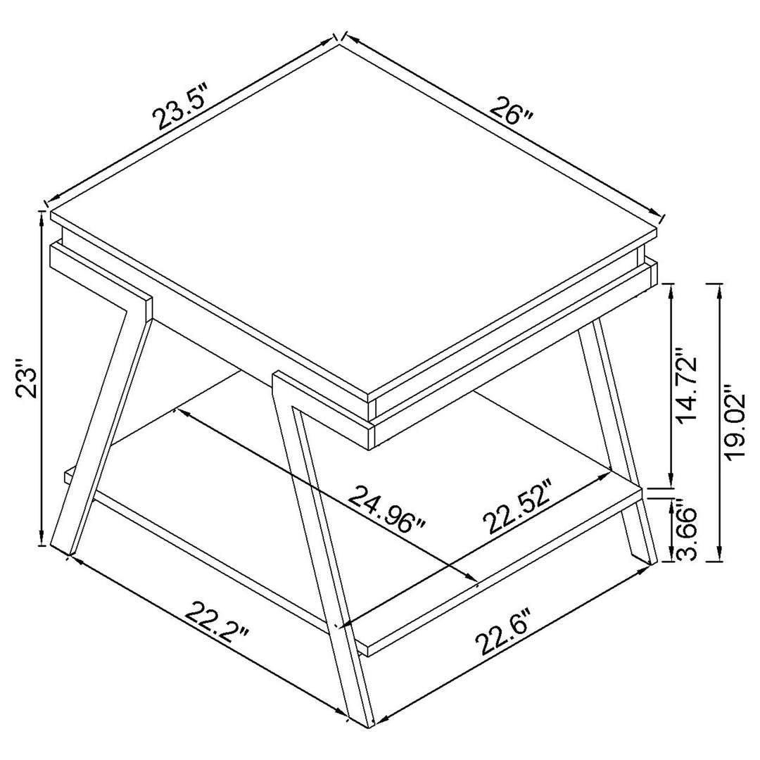 Marcia Wood Rectangular End Table White High Gloss and Chrome