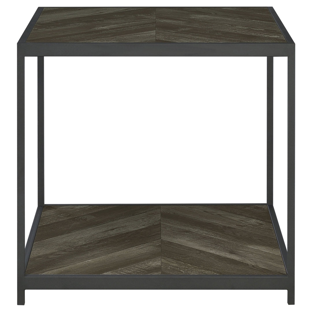 Beckley Chevron End Table Rustic Grey Herringbone