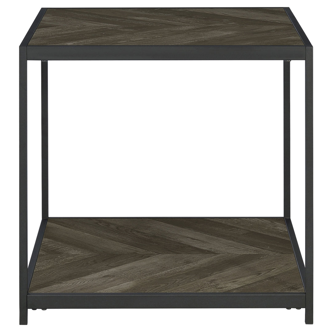 Beckley Chevron End Table Rustic Grey Herringbone