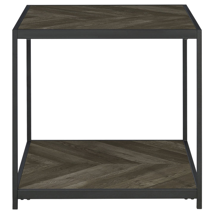 Beckley Chevron End Table Rustic Grey Herringbone