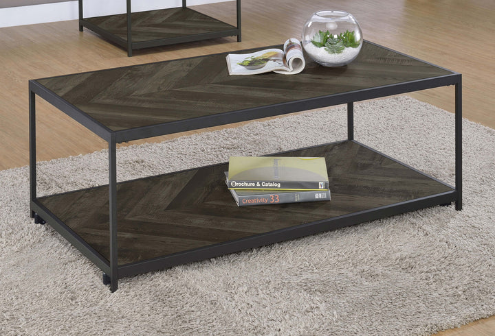 Beckley Chevron Coffee Table Rustic Grey Herringbone