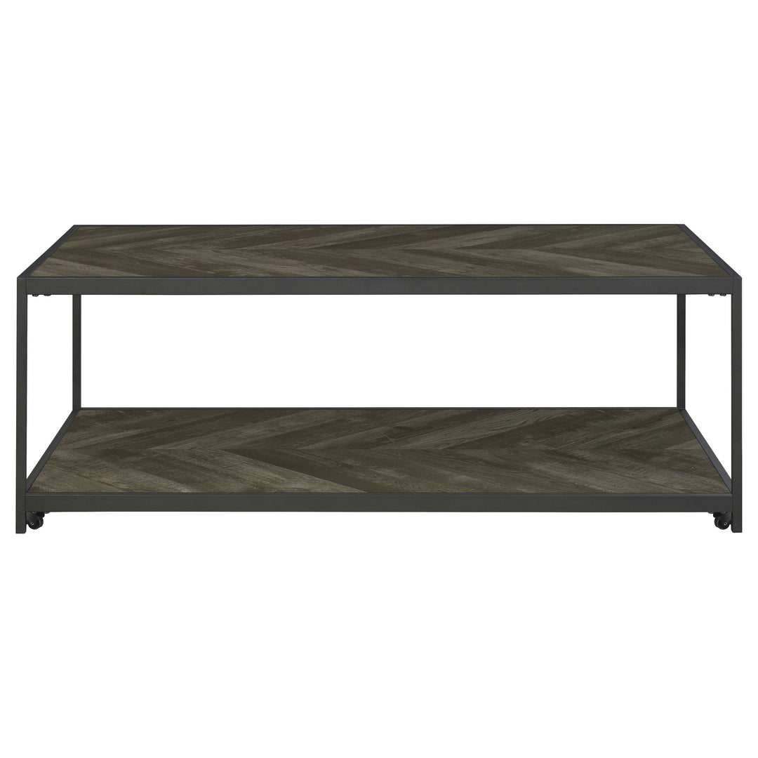 Beckley Chevron Coffee Table Rustic Grey Herringbone