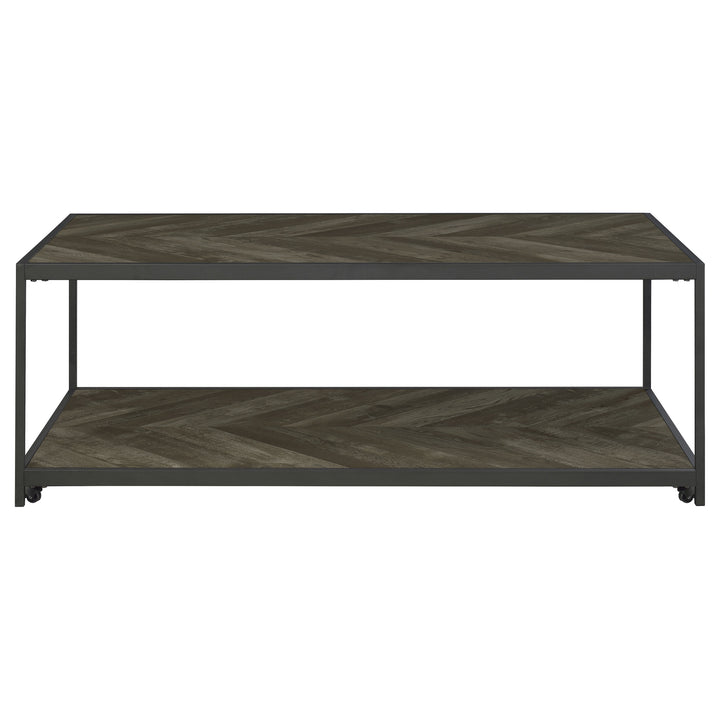 Beckley Chevron Coffee Table Rustic Grey Herringbone