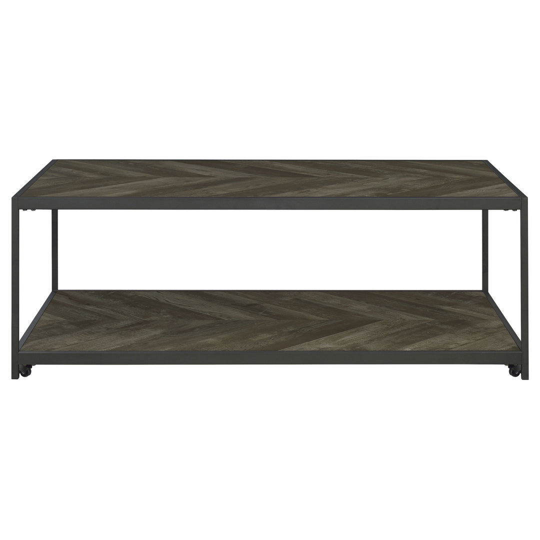 Beckley Chevron Coffee Table Rustic Grey Herringbone