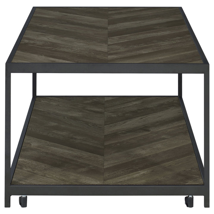 Beckley Chevron Coffee Table Rustic Grey Herringbone