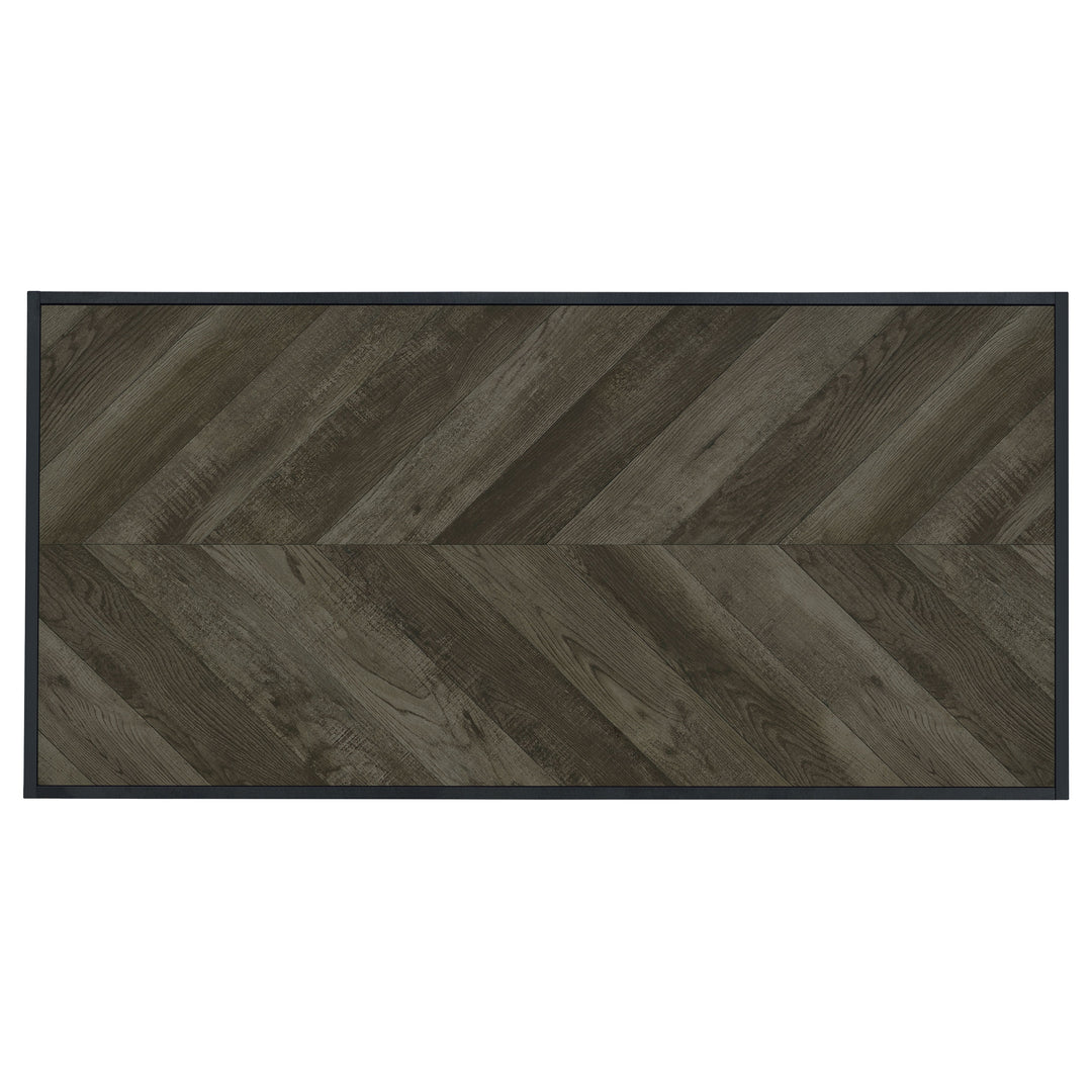 Beckley Chevron Coffee Table Rustic Grey Herringbone