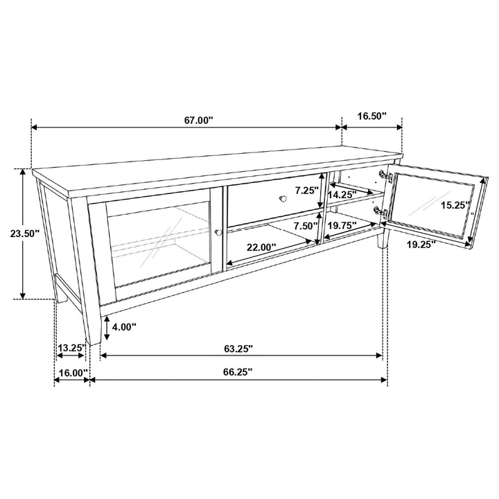 Angela 2-door Wooden 67" TV Stand Brown and White