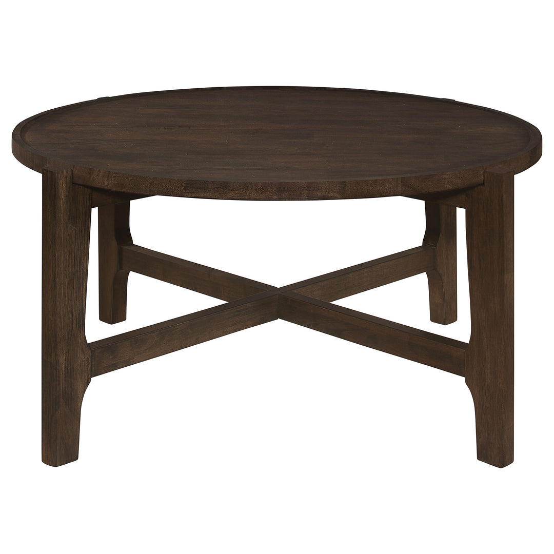 Cota Round Solid Wood Coffee Table Dark Brown